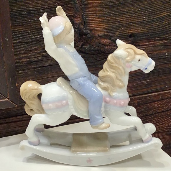 Paul Sebastian Porcelain Figurine Vintage 1991 Boy on Rocking Horse - Picture 2 of 11